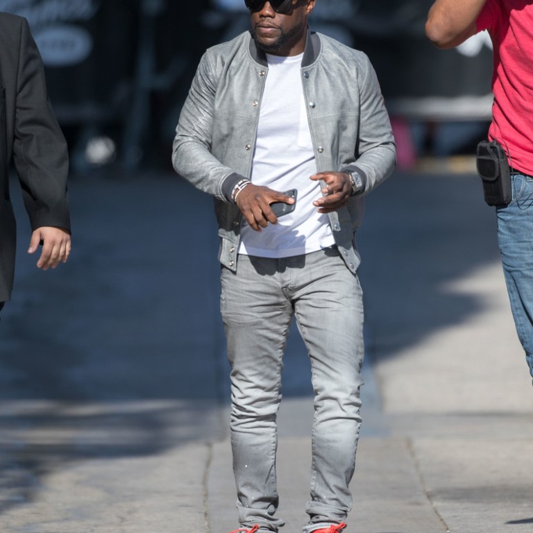 Men’s Fashion Flash: Kevin Hart’s Jimmy Kimmel Live John Elliott Swarm Stadium Jacket and Saint Laurent Red Leather Low Top Sneakers