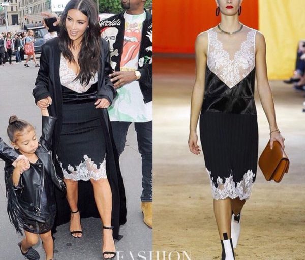 Hot! or Hmm: Kim Kardashian’s New York Celine Spring 2016 Black White Lace Dress