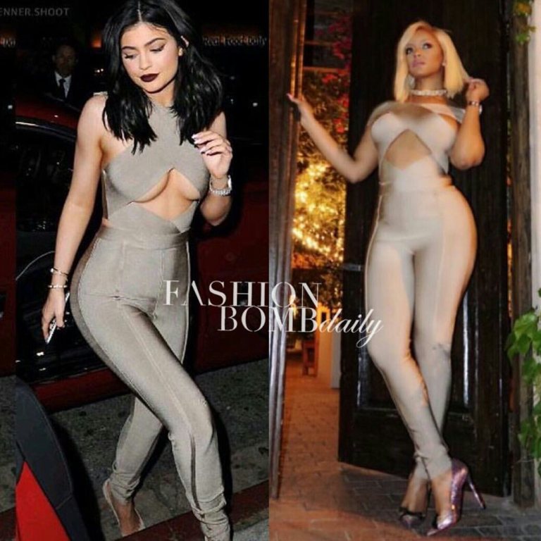 Who Wore It Better? Kylie Jenner vs Malaysia Pargo in House of CB’s ‘Aster’ Taupe Bandage Crossover Front Jumpsuit