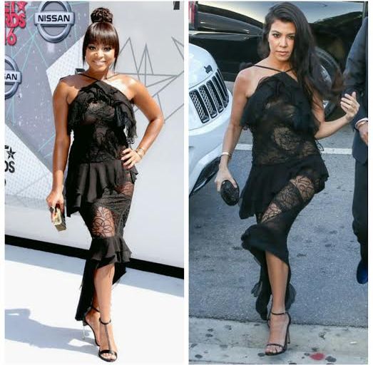 Who Wore It Better? Naturi Naughton vs Kourtney Kardashian in Nina Ricci’s Spring 2015 Noir Lace Ruffle Dress