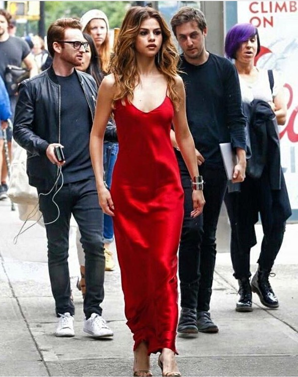 Hot! or Hmm… Selena Gomez’s New York City Nili Lotan Red Cami Gown