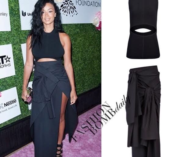 Splurge: Draya Michele’s Ladylike Foundation Scholarship Luncheon Joseph Fashion Compact Viscose Tank and Poplin Stretch Ava Skirt