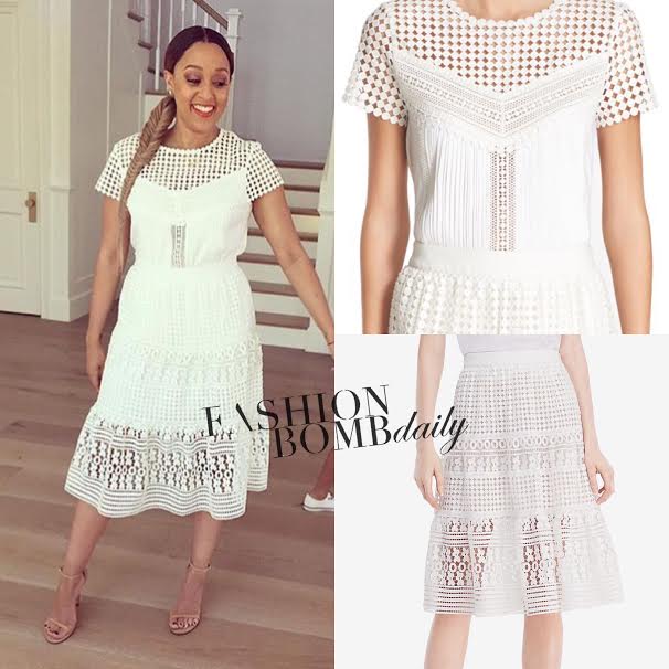 Splurge: Tia Mowry’s Instagram Diane Von Furstenberg Lauren Lace Top and Tiana Lace Midi Skirt