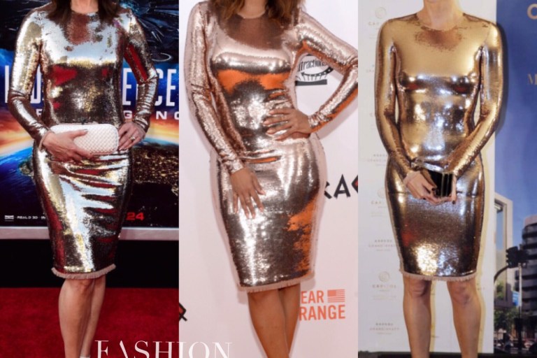 Who Wore It Better? Sela Ward vs. LaLa Anthony vs. Charlize Theron in Tom Ford’s Rose Gold Sequined Tulle Dress