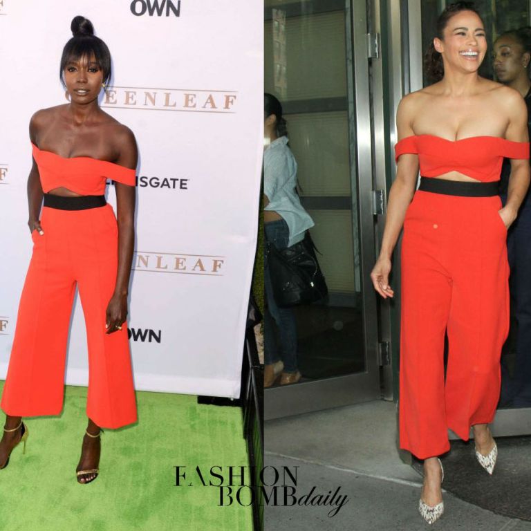 Who Wore It Better? Anna Diop vs. Paula Patton in Self Portrait’s Red Cutout Ponte Jumpsuit