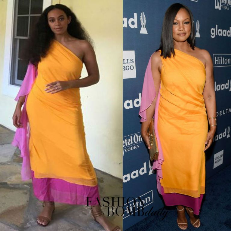 Who Wore It Better? Solange Knowles vs. Garcelle Beauvais in Diane von Furstenberg’s Nori One Shoulder Silk Chiffon Dress