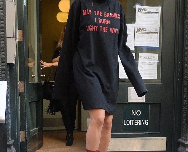 Hot or Hmm…: Rita Ora’s NYC Vetements Over Sized Sweatshirt and Burgundy Sock Boots