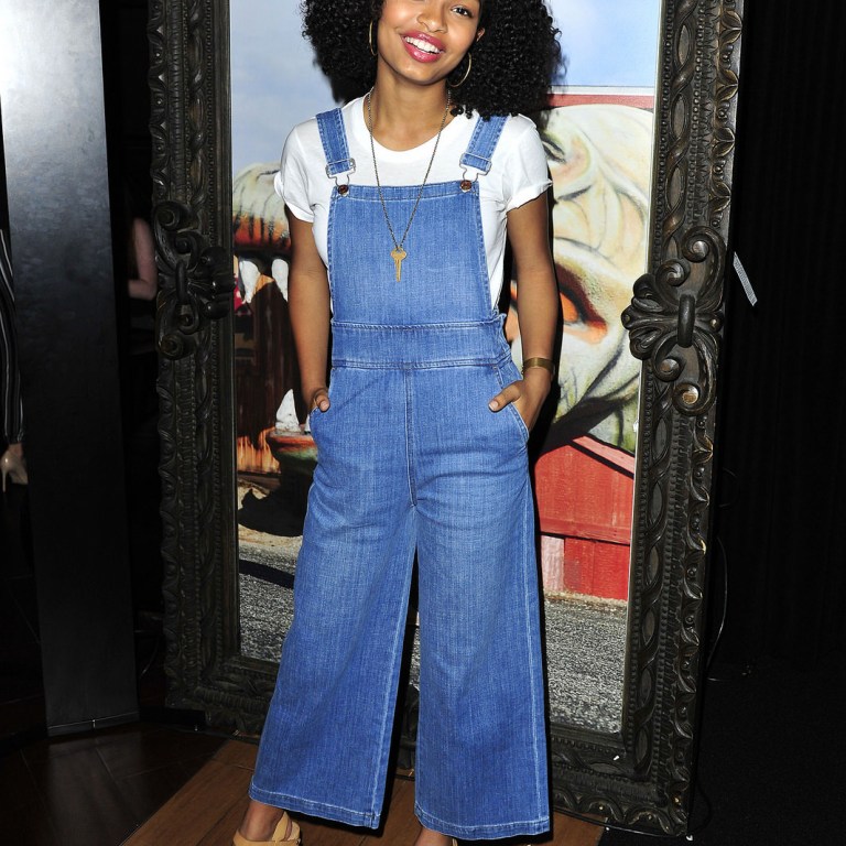 Get The Look: Yara Shahidi’s Selena Gomez Concert Madewell Summit Culotte Denim Overalls And ULOAN Camel Block Heel Ankle Strap Sandals