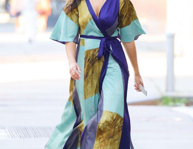 Splurge: Camila Alves’s New York City Tracy Reese Print Stretch Silk Wrap Kimono Maxi Dress