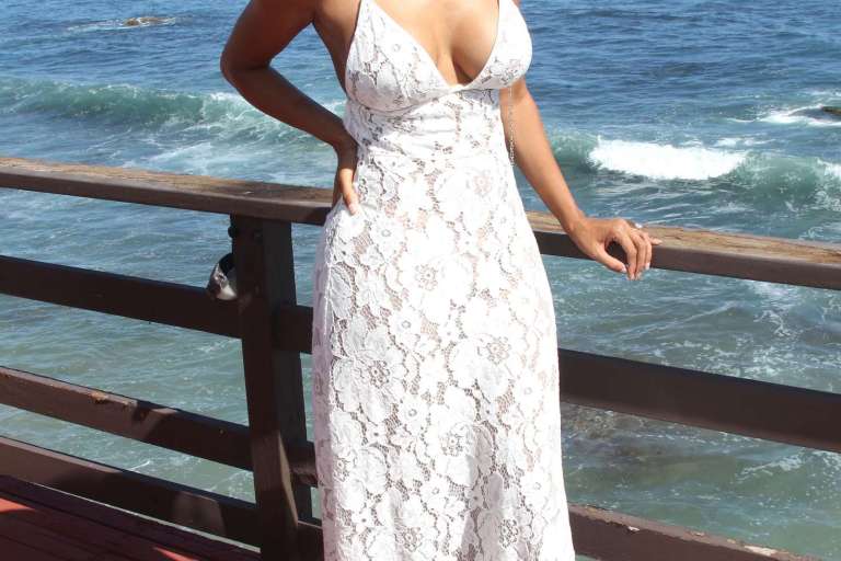 Splurge: Draya Michele’s Malibu Contessa Los Angeles White Lorenza Long Dress