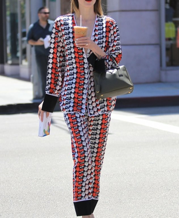 Splurge: Jaime King’s Los Angeles Victoria, Victoria Beckham Strawberry Print Silk Twill Pajama Shirt and Pants