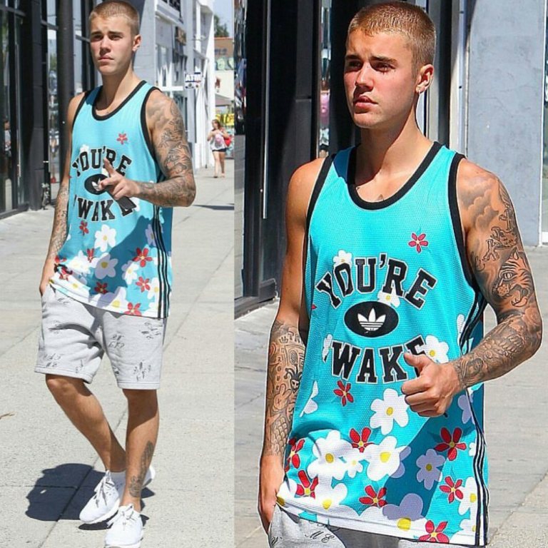 Steal: Justin Bieber’s Instagram Pharrell Williams x Adidas Originals “You’re Awake” Daisy Tank Top