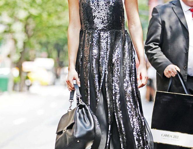 Splurge: Karlie Kloss’s New York City Tibi Eclair Sequins Overall Dress