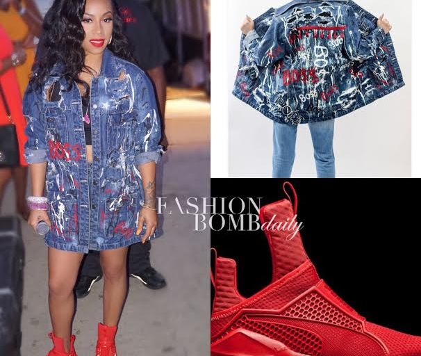 Hot or Hmm…: Keyshia Cole’s Detroit Show Boss Mentality Grenade Denim Jacket and Fenty x Puma Trainer Sneakers
