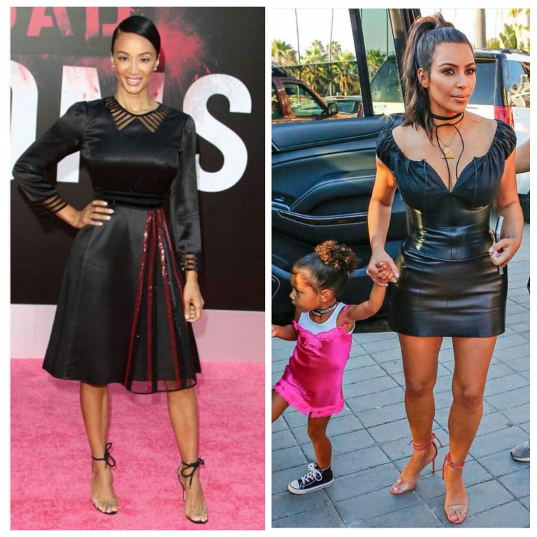 Who Wore It Better? Draya Michele vs. Kim Kardashian West in Manolo Blahnik’s ‘Estro’ Ankle-Tie Perspex Sandals