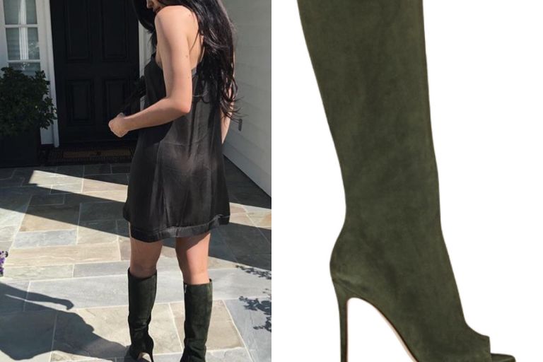 Splurge: Kylie Jenner’s Instagram Gianvito Rossi Green Carly Knee Boots