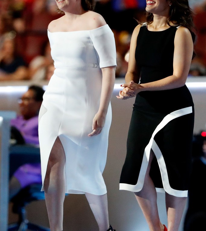 Splurge: America Ferrera’s 2016 Democratic National Convention Black Halo Black and White Fatima Color Block Sheath Dress