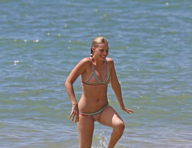 Splurge: Margot Robbie’s Hawaii Kiini Luna Crochet Trimmed Triangle Bikini Top and Briefs