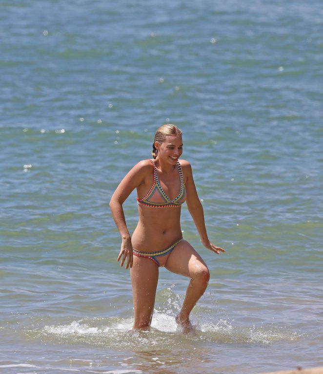 Splurge: Margot Robbie’s Hawaii Kiini Luna Crochet Trimmed Triangle Bikini Top and Briefs