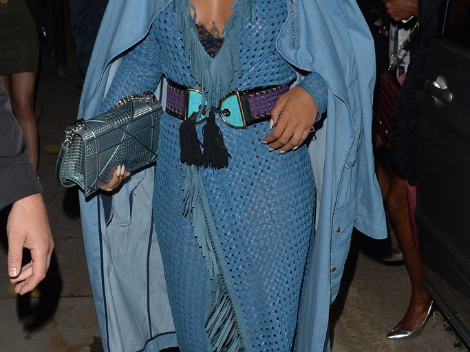 Hot! or Hmm: Rihanna’s London Balmain Resort 17′ Blue Dress and DSquared2 Heels
