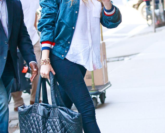 Splurge: Blake Lively’s New York City Christian Louboutin Cataclou Red, White And Blue Studded Wedges