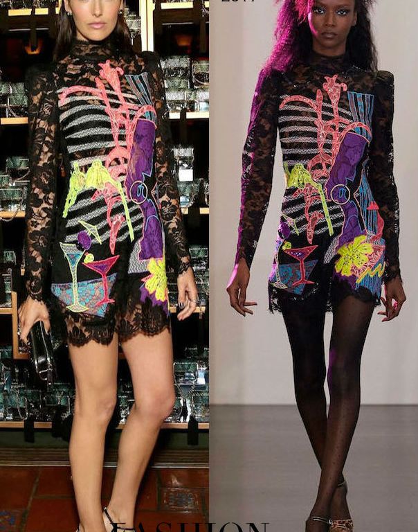 Hot! or Hmm… Camilla Belle’s Marc Jacobs Divine Decadence Fragrance Dinner Marc Jacobs Resort 2017 Lace Embroidered Mini Dress