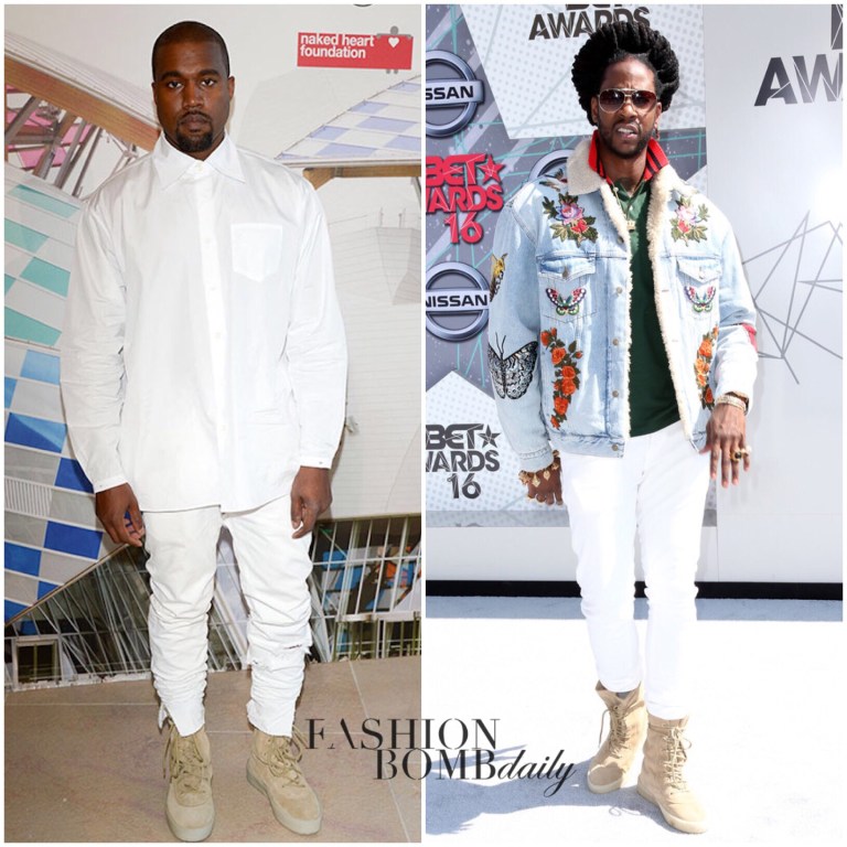 Who Wore It Better? Kanye West vs. 2 Chainz in Yeezy Season 2 Taupe Crepe Ankle High Suede Lace Up Boots