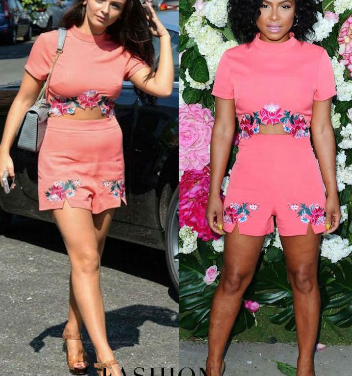 Who Wore It Better? Kady Mcdermott vs. Christian Milian in Pretty Little Thing’s Charis Coral Embroidered Crop Top and Shorts