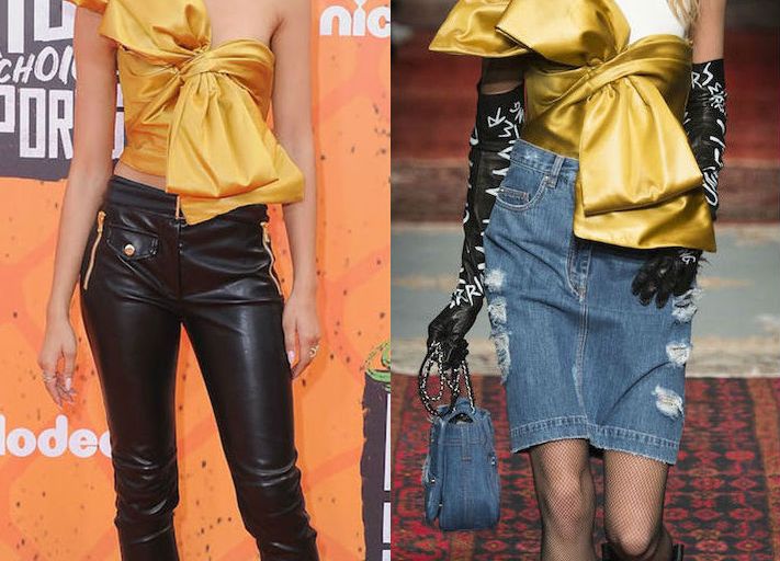 Hot! or Hmm… Zendaya’s Nickelodeon Kids’ Choice Sports Awards Moschino Fall 2016 Yellow Bow Top, Black Leather Skinnies, and Daya by Zendaya Black Pumps