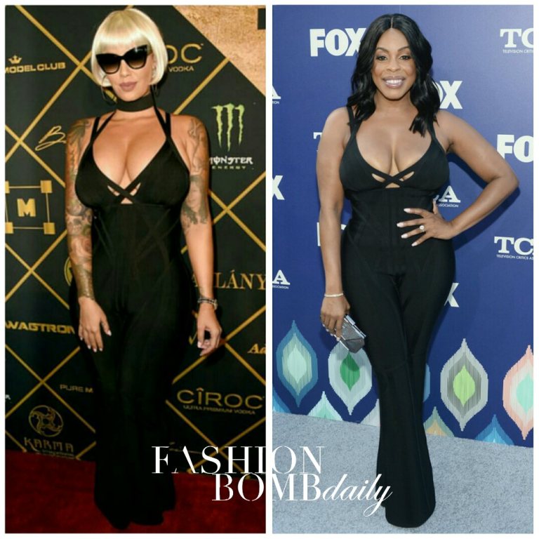 Who Wore It Better? Niecy Nash vs. Amber Rose in Herve Leger’s ‘Giselle’ Bandage Halterneck Jumpsuit