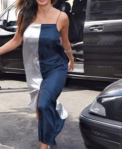 Splurge: Nicole Scherzinger’s London TopShop Lame Panelled Slip Dress