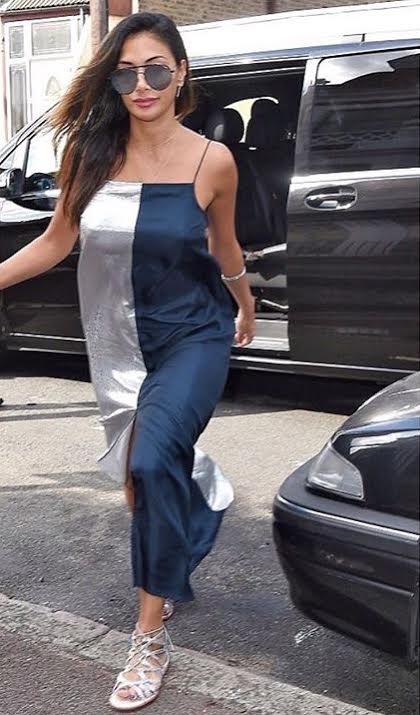 Splurge: Nicole Scherzinger’s London TopShop Lame Panelled Slip Dress