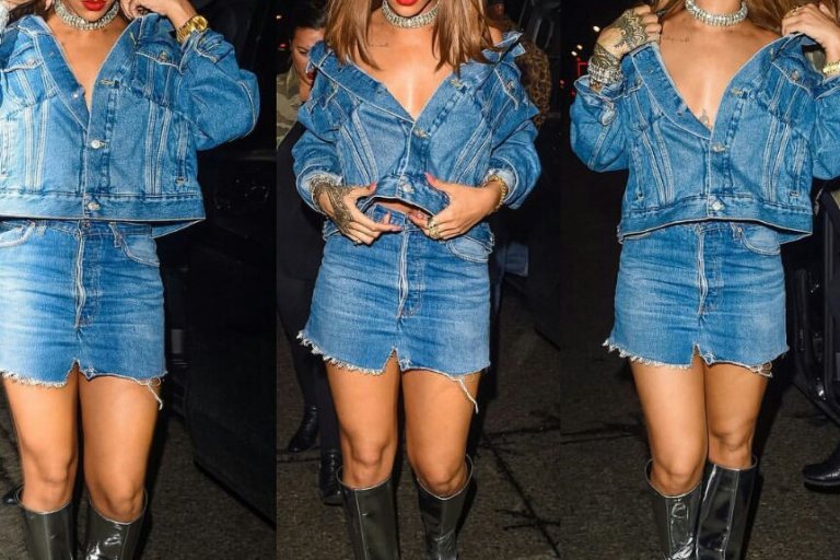 Hot! Or Hmm…: Rihanna’s Tape Nightclub London Balenciaga Fall 2016 Denim Jacket, Metallic Patent Leather Mirror Effect Boots and Rihanna x Dior Sunglasses