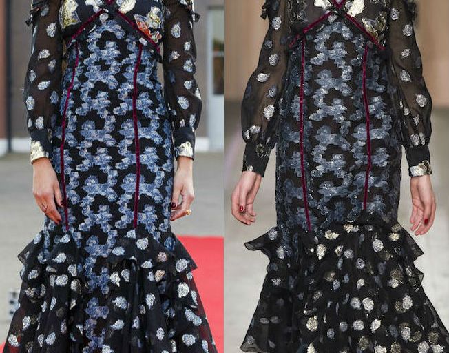 Hot! or Hmm… Jenna-Louise Coleman’s ITV’s <em>Victoria</em> London Premiere Screening Erdem Fall 2016 Embroidered High Neck Chiffon Hem Dress