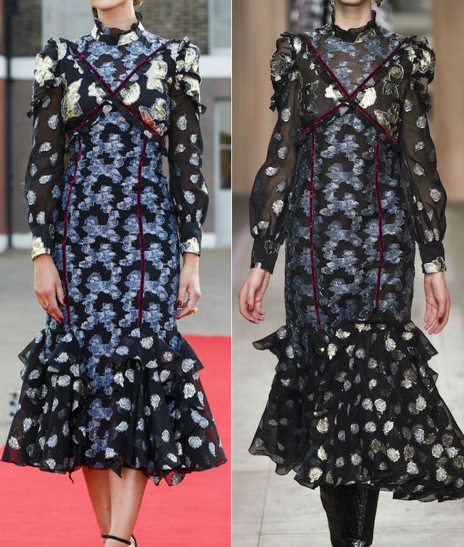 Hot! or Hmm… Jenna-Louise Coleman’s ITV’s <em>Victoria</em> London Premiere Screening Erdem Fall 2016 Embroidered High Neck Chiffon Hem Dress