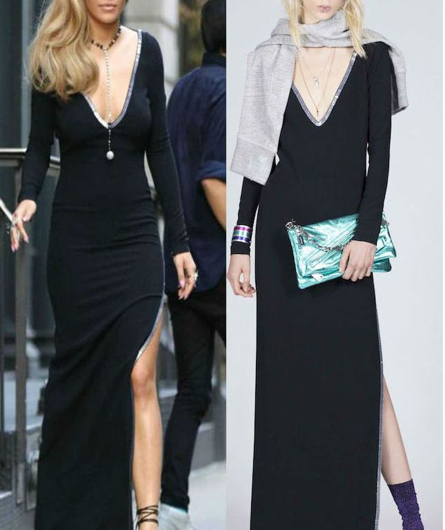 Hot! or Hmm… Rita Ora’s New York City Dsquared2 Resort 2017 Black Sequin Trim Slit Gown