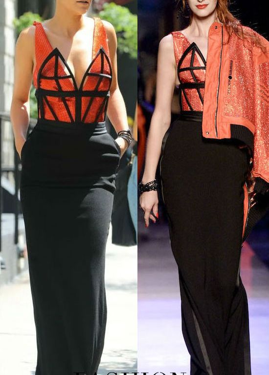Hot! or Hmm… Rita Ora’s New York City Jean Paul Gaultier Spring 2016 Couture Cage Sequin Bodice Two Tone Gown