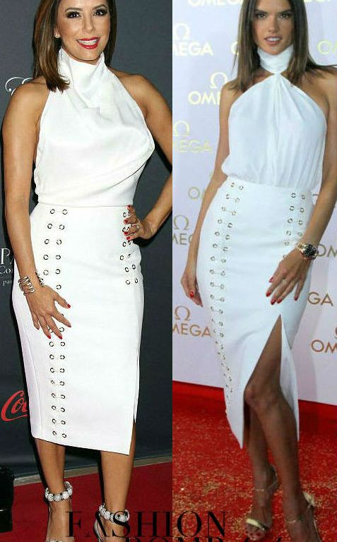 Who Wore It Better? Eva Longoria vs. Alessandra Ambrosio in Misha Collection’s Astrid Milk Skirt