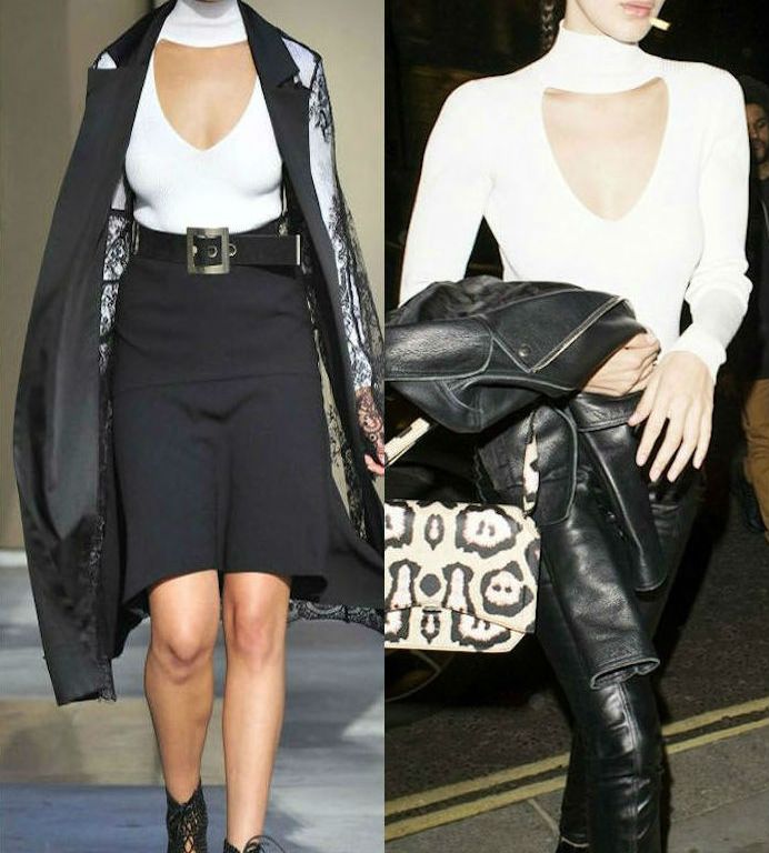 Who Wore It Better? Olivia Culpo vs. Bella Hadid in Cushnie et Ochs’s White Cutout Collar Bodysuit