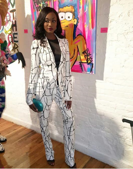 Hot! Or Hmm…: Miss USA 2016 DeShauna Barber’s Instagram Karigam Spring 2016 Black and White Cracked Print Pant Suit