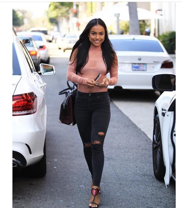 Hot or Hmm…: Karrueche Tran’s LA Nasty Gal Make a Mesh Bodysuit and Christian Louboutin Cora Heart Sandals