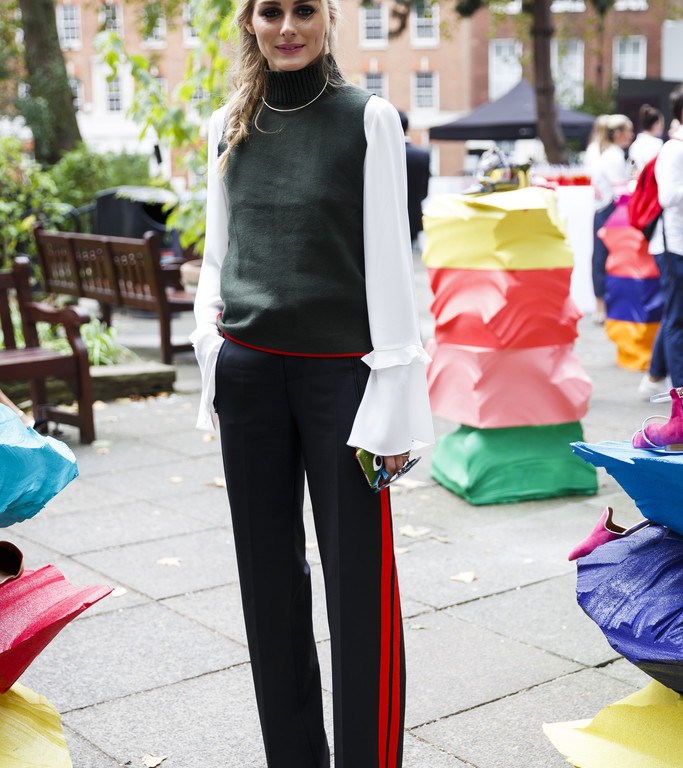 Steal: Olivia Palermo’s London Fashion Week Zara Urban Collection High Collar Sweater and Side Band Trousers