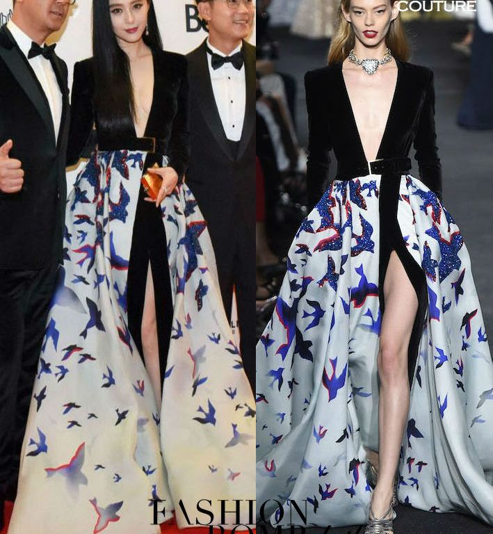 Hot! or Hmm… Fan Bingbing’s <em>The Magnificent Seven</em> 2016 Toronto International Film Festival Premiere Elie Saab Fall 2016 Couture Full Skirted Bird Embellished Gown