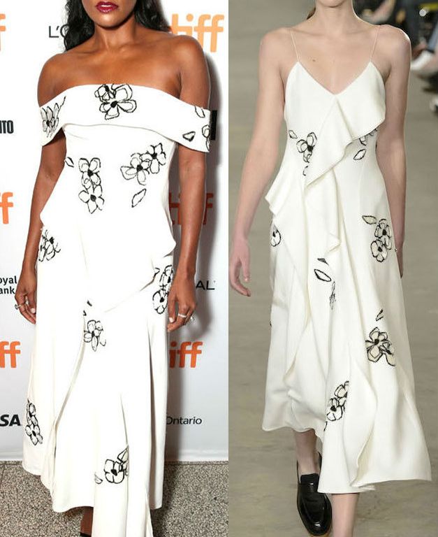 Hot! or Hmm… Gabrielle Union’s <em>Birth of A Nation</em> Toronto International Film Festival Screening Boss Fall 2016 Black and White Off the Shoulder Floral Dress