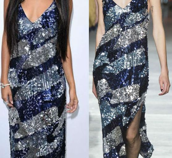 Hot! or Hmm… Leigh-Anne Pinnock’s House of Holland Spring 2017 Fashion Show House of Holland Fall 2016 Navy and Silver Sequin Slip Dress