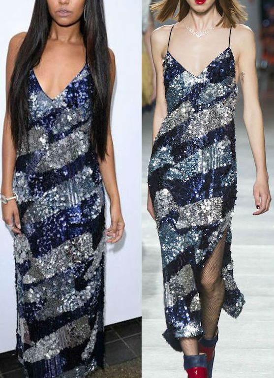 Hot! or Hmm… Leigh-Anne Pinnock’s House of Holland Spring 2017 Fashion Show House of Holland Fall 2016 Navy and Silver Sequin Slip Dress