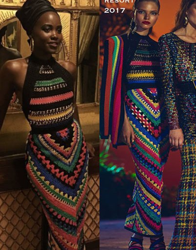 Hot! or Hmm…: Lupita Nyong’o’s Queen of Katwe South Africa Premiere Balmain Resort 2017 Multicolored Rainbow Dress