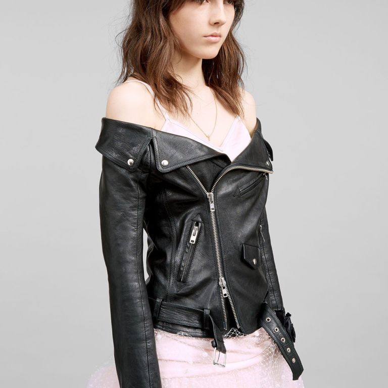 Bomb Product of the Day: Faith Connexion’s Off The Shoulder Leather Biker Jacket