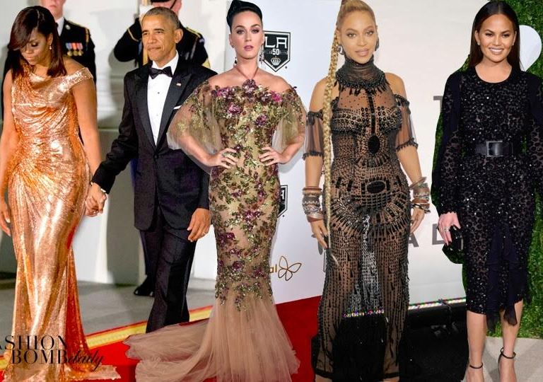 Look of the Week featuring First Lady Michelle Obama in Atelier Versace, Katy Perry in Marchesa, Beyonce in Guillermo Giattoni And More!