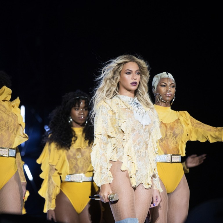 Beyonce Closes out Her Formation World Tour in A Roberto Cavalli Fall 2016 Mustard Yellow Suit, a Gilles Montezin Balloon Sleeved Oversized Coat and LFL by Lust for Life Blue Velvet Boots, and More!